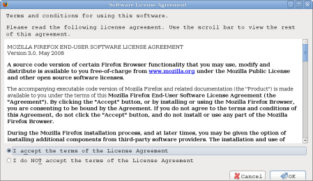 Software LIcense Agreement Firefox 3